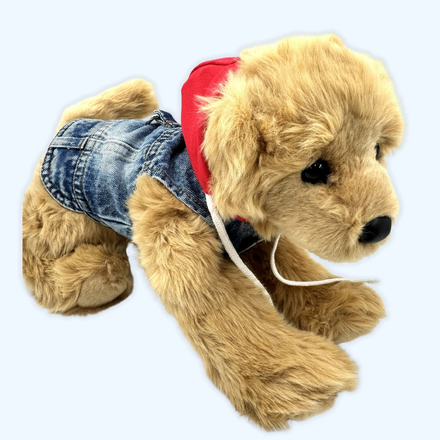 ESSA UK Red Denim Dog Vest Hoodie Plush Accessory – Soft Plush Accessories | ESSA UK - Essa UK