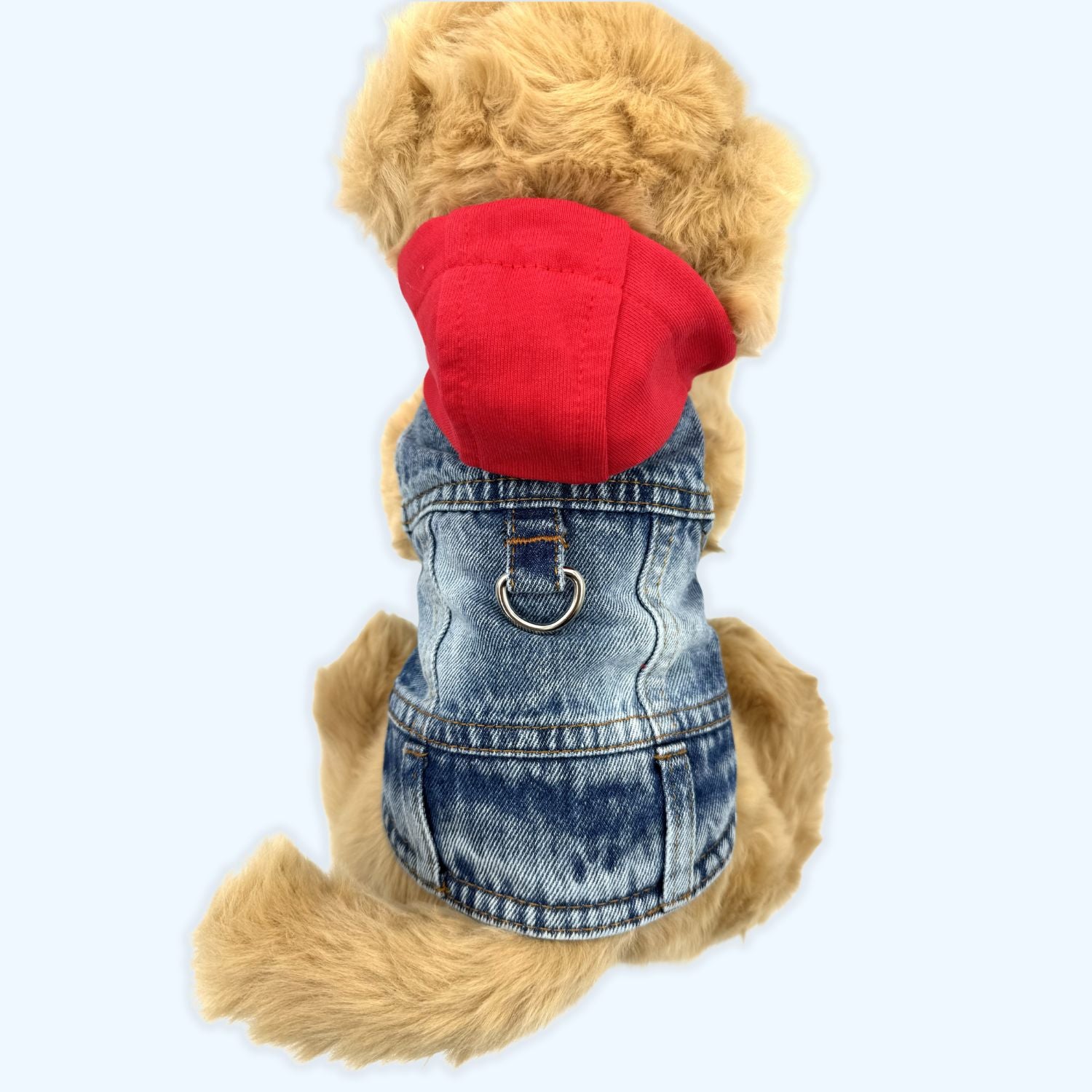 ESSA UK Red Denim Dog Vest Hoodie Plush Accessory – Soft Plush Accessories | ESSA UK - Essa UK