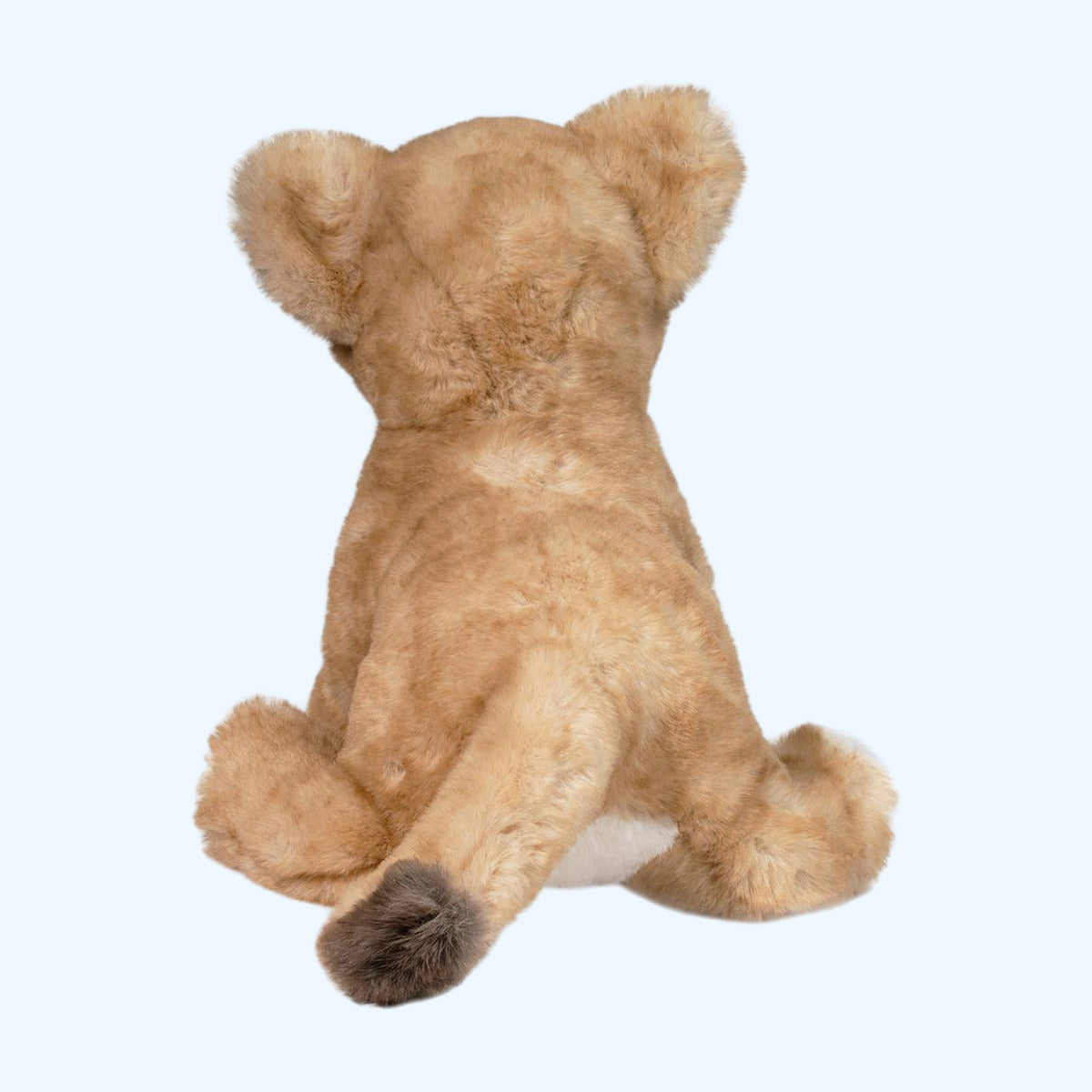 Back view of Carmie Soft Mountain Lion plush showing caramel fur and curled tail