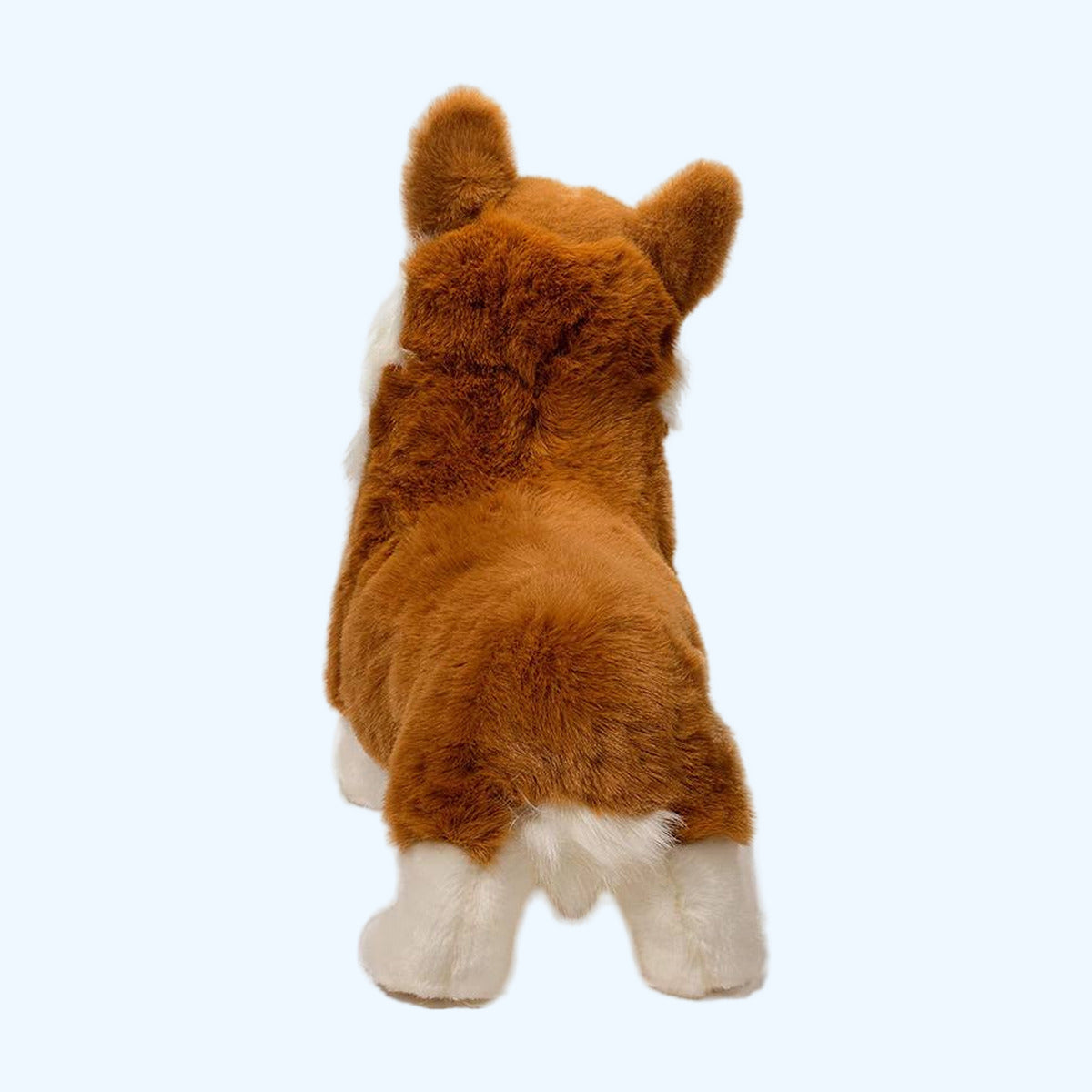 Rear view of the Douglas Essa Chadwick Corgi plush showing his white paws