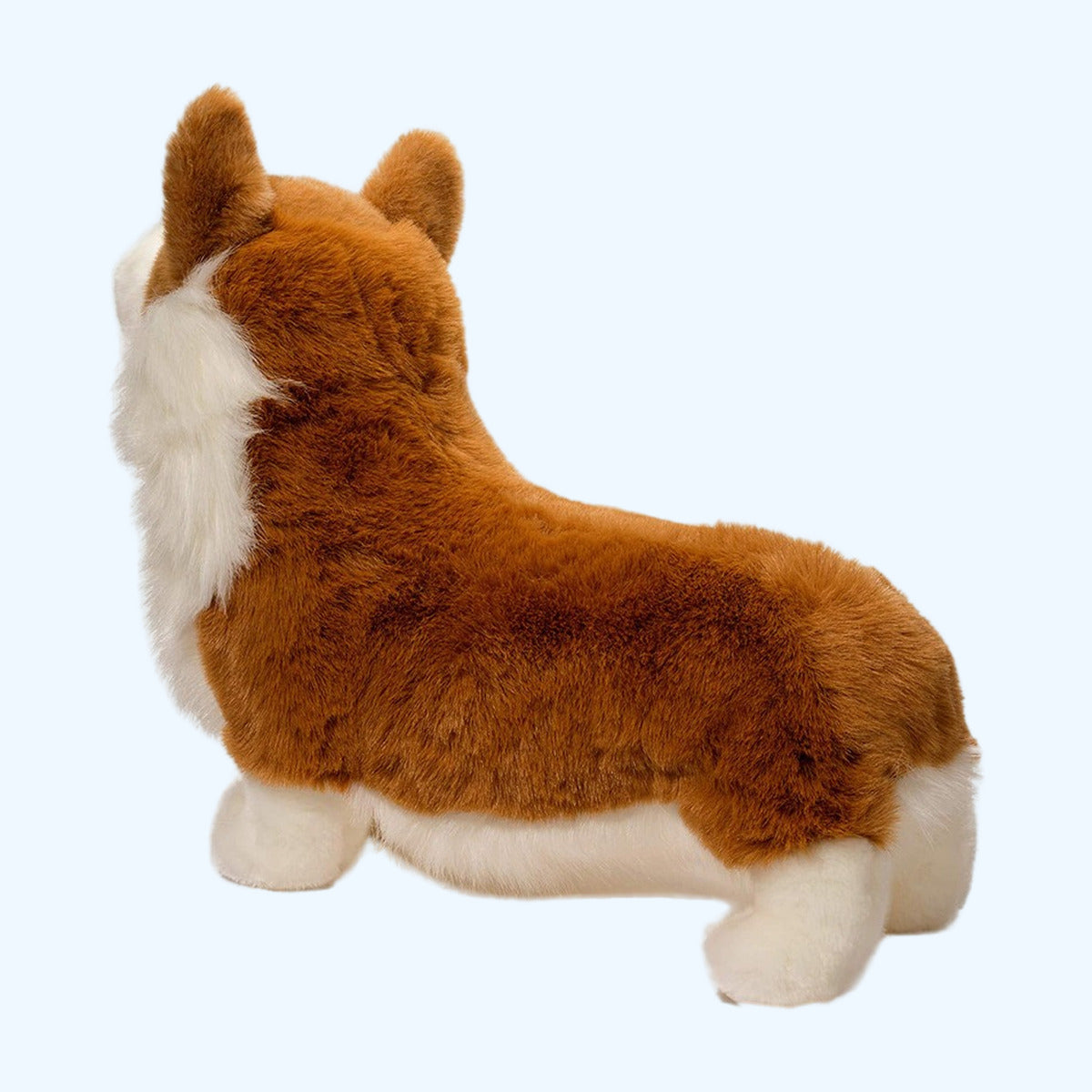 Douglas Essa Chadwick Corgi plush from the rear side, showing his russet coat