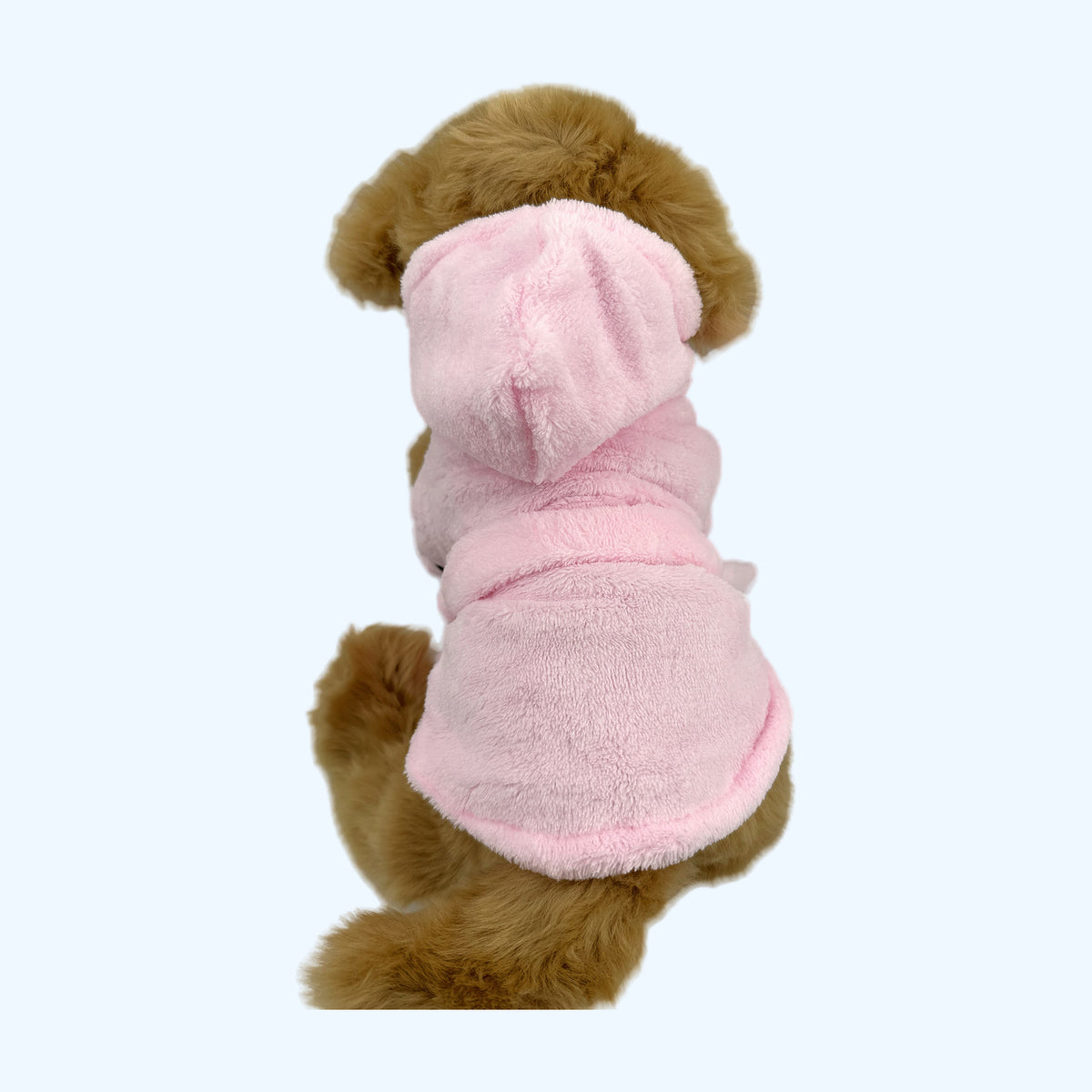 Pink ESSA Dressing Gown from above showing the hood and back
