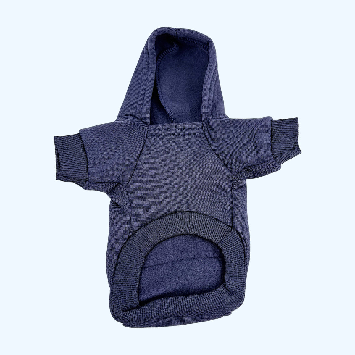 Navy ESSA Hoodie opened flat showing the soft inner lining